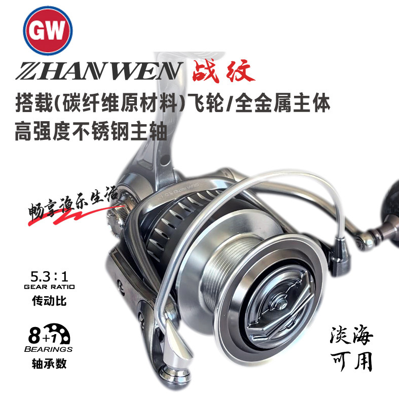 光威鱼轮战纹纺车轮金属杯海钓矶钓路亚海竿大物远投轮斜口绕线轮图片