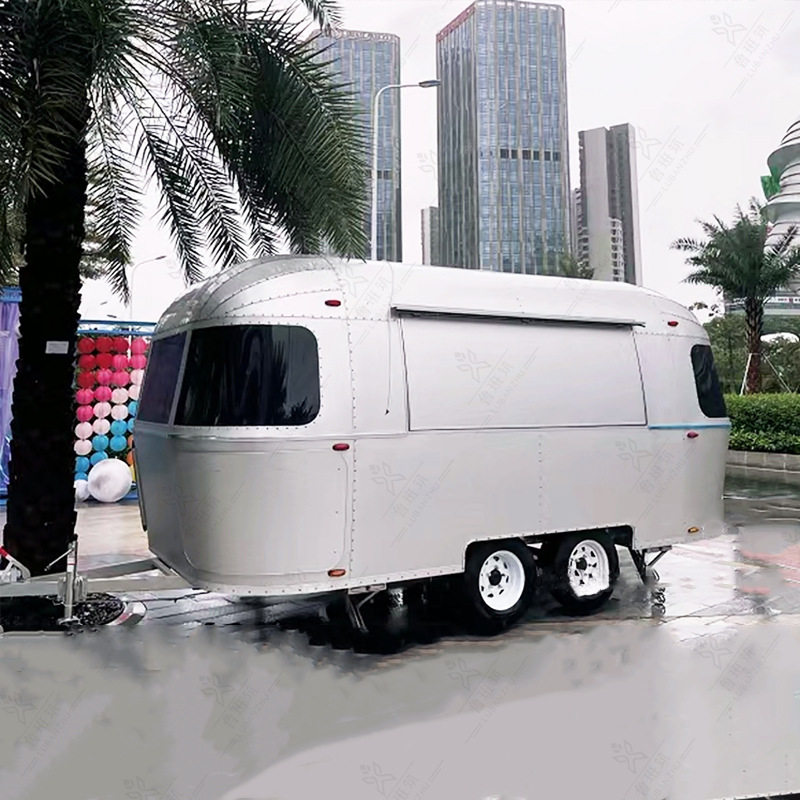 铝制拖挂房车 户外露营地后挂小美食车/早餐车/小吃