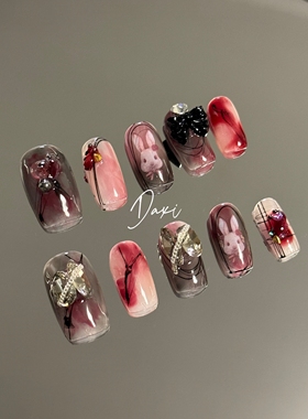 大喜DAXI【哥特红兔】高端定制洛可可兔纯手工穿戴甲钢珠渐变公主