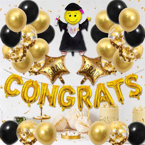CONGRATS毕业季气球套装毕业典礼派对背景装饰气球套餐组合