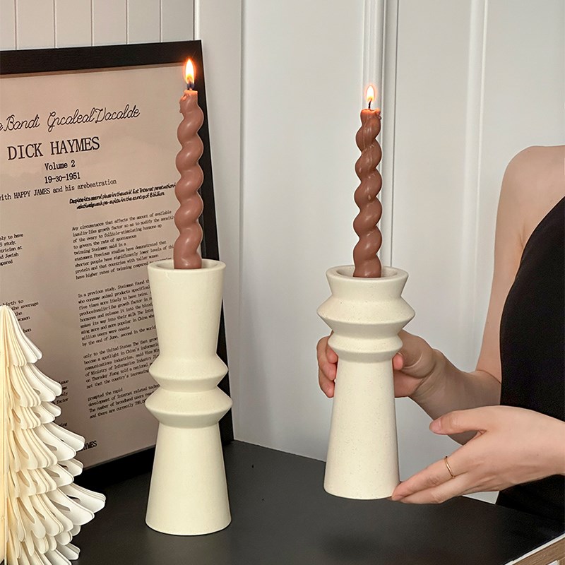 速发感烧瓷烛台摆件素陶复古浪漫烛光晚餐道具高级风香薰家用