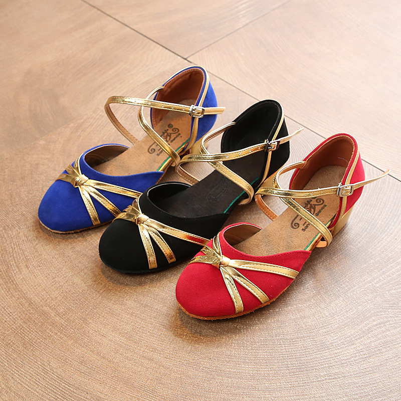 速发秋冬公主少儿拉丁舞鞋儿童孩恰功练底恰软初学者包头