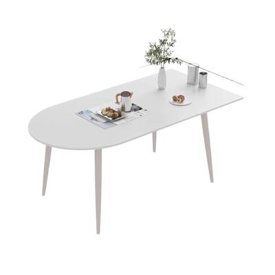 岩板餐桌小户型家用餐桌椅组合轻奢现代简约奶油风吃饭桌子椭圆形