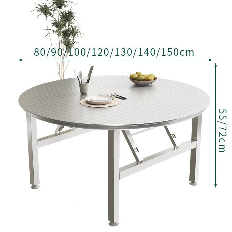 不锈加厚圆桌折叠直转盘钢桌子圆形夜排档大CSH圆桌食堂餐桌宵折