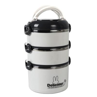 304不锈钢三层饭盒学生保温餐盒大容量上班族便当分层饭