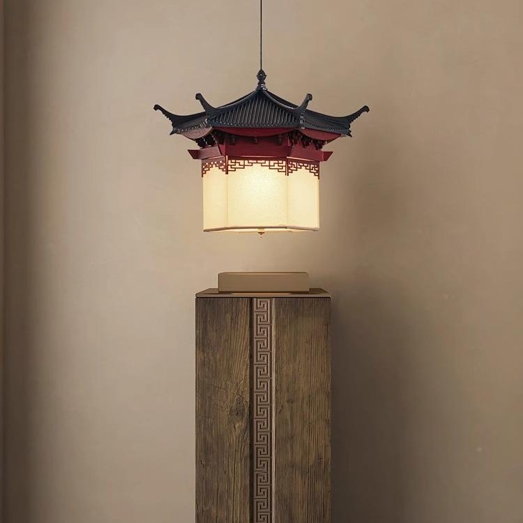 禅意中设式实木阁楼店灯餐厅灯茶室餐饮过道计师吊95257酒民宿