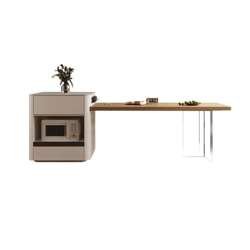 原木奶油风岛台餐桌一体可伸缩现代简约家用小户型厨房微波炉倒台,住宅家具,岛台,淘宝优惠券,粉丝福利购,淘宝优惠卷