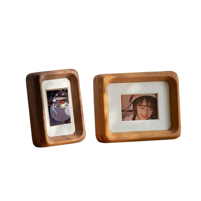 迷你小摆台照片打印加黑胡桃柚木实木照片4寸儿童宝宝寸相框