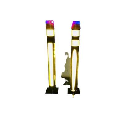 太阳能LED道口柱钢管立柱旋转警示灯红蓝圆形太阳能柱帽灯