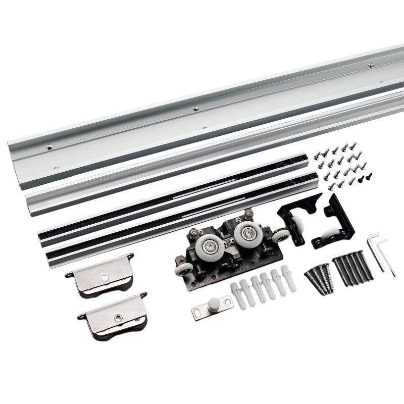 幽灵门五金轨道铝框隐形缓冲吊轮卫生间厨房无轨推拉门五金配件
