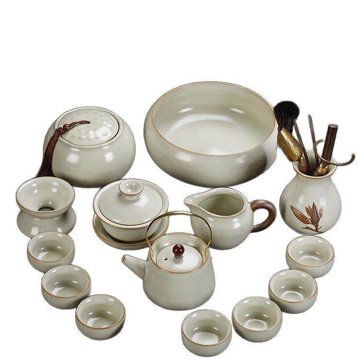 翁楷新款汝窑功夫茶具套装陶瓷茶壶盖碗茶杯茶盘家用喝茶,餐饮具,整套茶具,淘宝优惠券,粉丝福利购,淘宝优惠卷