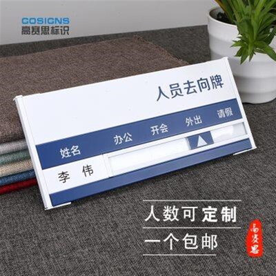 工作人员在岗指示牌 考勤动向告知D牌 可更换式去向牌铝合金 定制