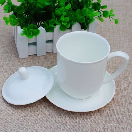 景德镇陶瓷茶杯带盖骨瓷杯会议室杯子定制logo白瓷杯陶瓷水杯印字
