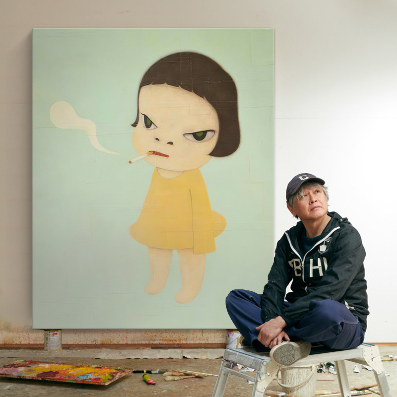 奈良美智装饰画客厅沙发房间大尺挂画商场酒店画格外的舒适