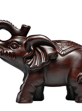 黑檀木大象雕刻摆件红木家居办公室木头象装饰工艺品开业新居送礼