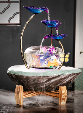 创意客厅财源滚滚小型景观喷泉造景循环水鱼缸生财流水瀑布