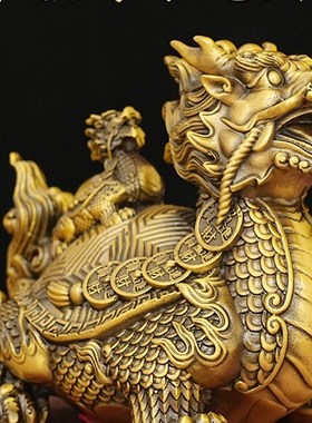 黄铜龙龟母子龙头龟家居客厅办公室装饰品店铺业礼品