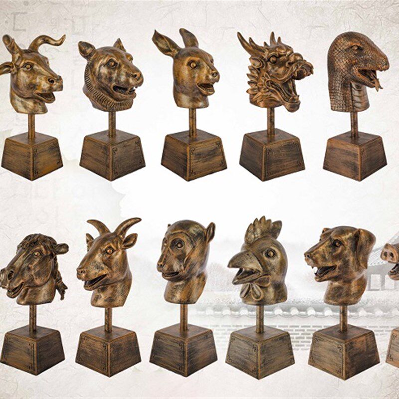 中号圆明园全十二生肖兽首仿古铜铜像鼠牛虎兔龙动物头像