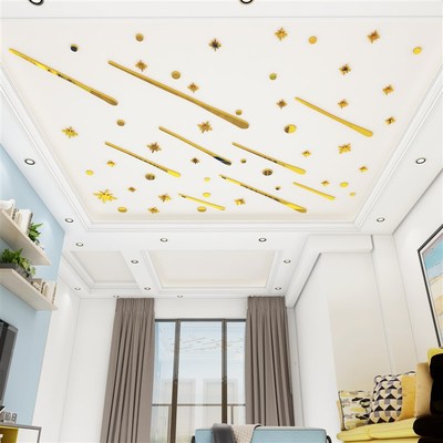 流星镜面d立体墙儿童房天板屋顶纸卡通创意吊顶装饰