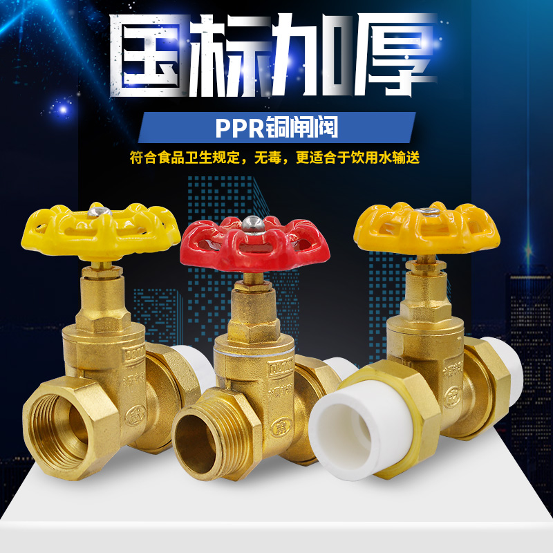 PPR铜闸 PPR门头活接铜球截止门2 分PPR水管管件