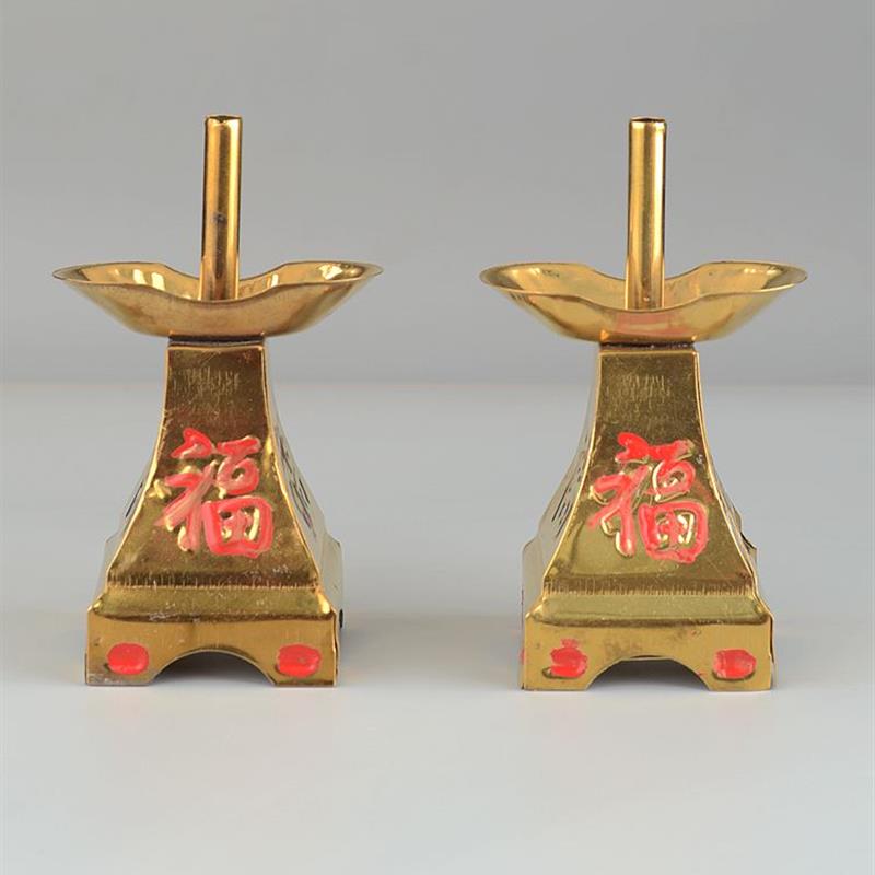 合金烛台蜡烛台供灯一对竹脚蜡烛台竹签蜡烛灯座