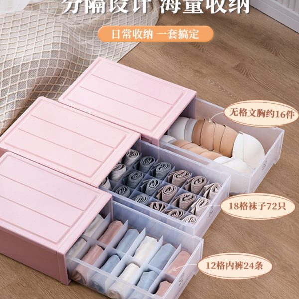 内衣收纳盒抽屉式家用内裤袜子收纳神器文胸整理箱衣柜分格三合一