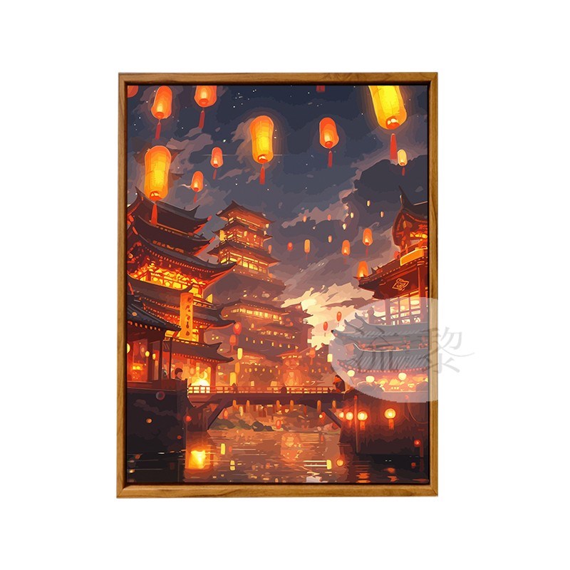 2024新款新年国潮古风长安DIY数E字油画手工绘填充色高级感装饰画