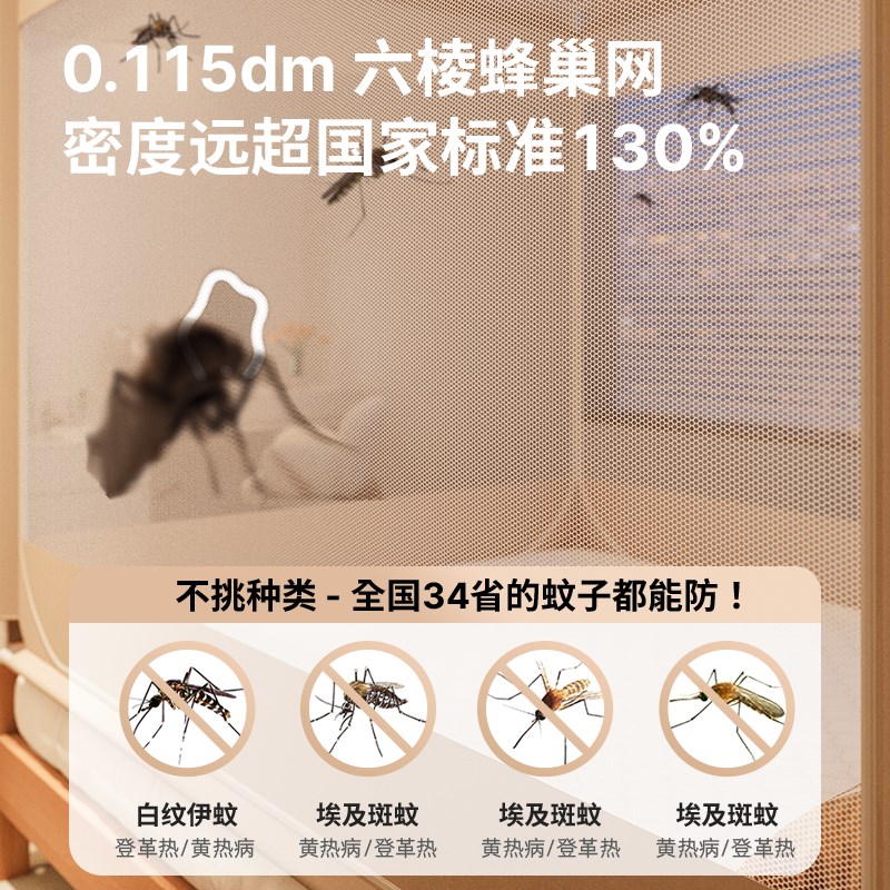 防摔蚊帐2025新款蒙古包家用卧A室全罩式儿童婴儿防止掉床全底新