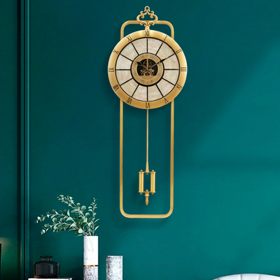 简约新中式纯黄铜钟表挂钟家用客厅现代轻奢欧式时钟时尚大气挂表