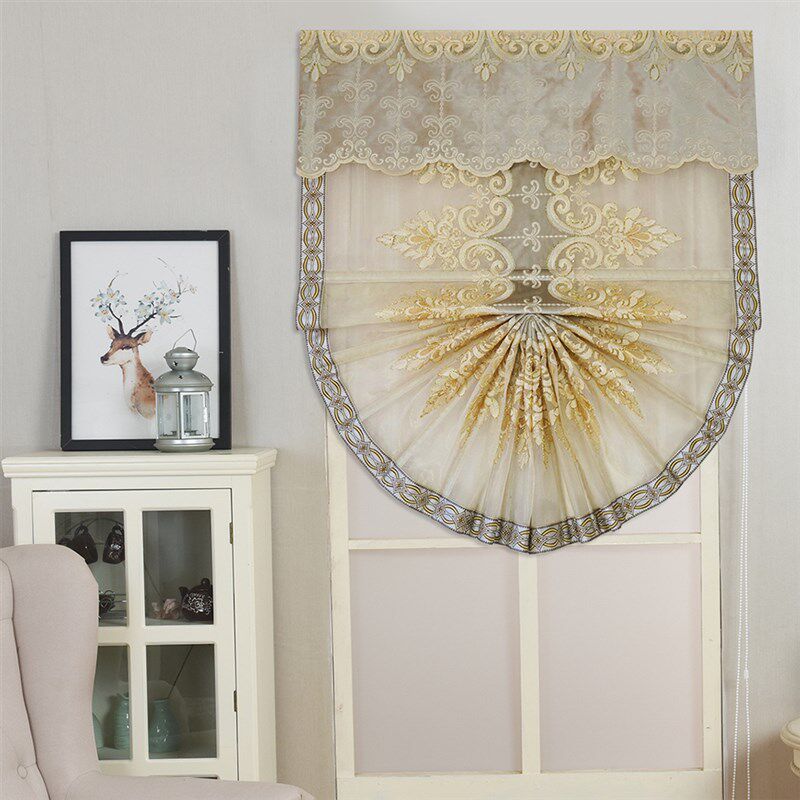 欧式绣花纱帘 扇形卷帘 罗马帘 升降窗帘 灰色 卡其色 餐厅装饰帘,居家布艺,定制窗帘,淘宝优惠券,粉丝福利购,淘宝优惠卷