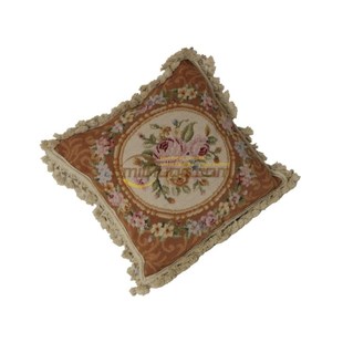 民族编织抱枕绣花靠垫绒绣抱枕needlepoint新古典主义手绣客厅