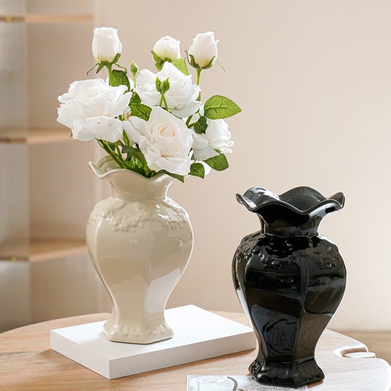 陶瓷花瓶欧式白色高级感ins风复古创意客厅水培鲜花插花餐桌摆件,家居饰品,花瓶,淘宝优惠券,粉丝福利购,淘宝优惠卷