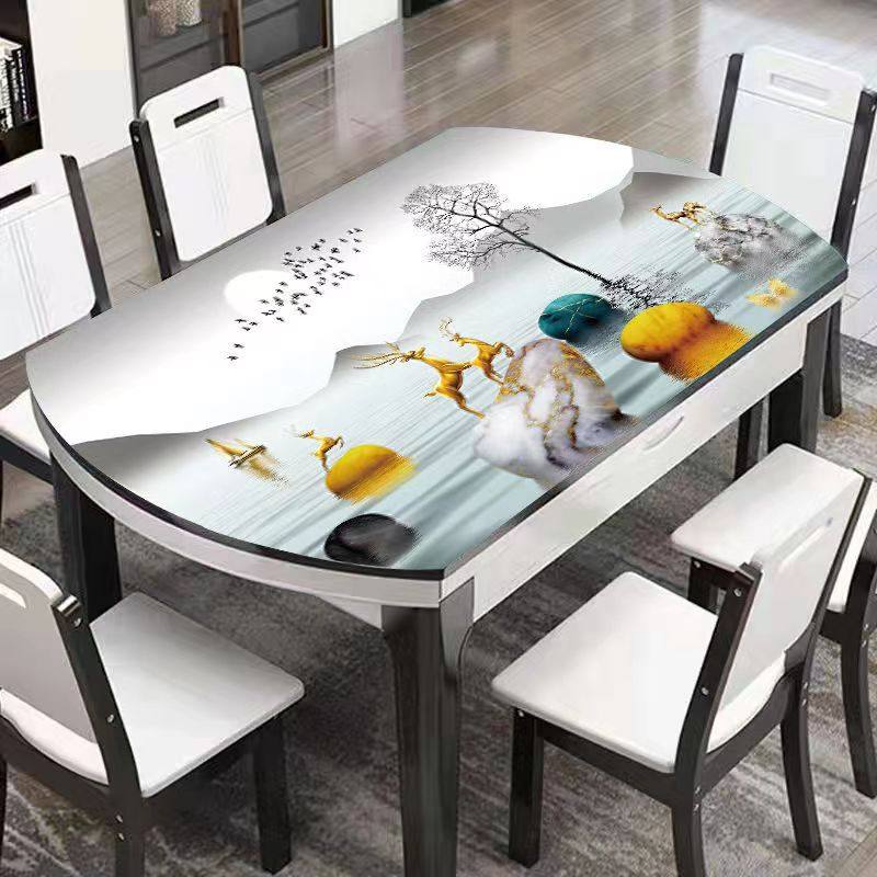 椭圆形餐桌垫可折叠伸缩桌桌布防水防油防烫现代简约pvc软玻璃,居家布艺,桌布,淘宝优惠券,粉丝福利购,淘宝优惠卷