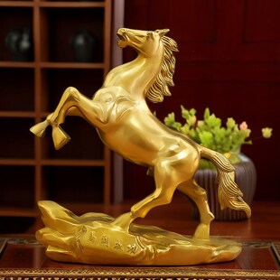 铜马摆件风水招财马到成功纯黄铜家居客厅办公室饰工艺品大号唐马