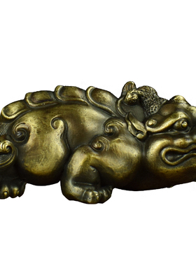 纯铜威猛貔貅把玩手把件办公桌面精美小摆件收藏工艺品书房镇纸