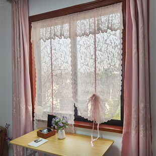 短帘免打孔客厅隔断门帘卫生间提拉厨房窗帘气球帘罗马帘半帘纱帘