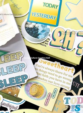 60张黄色气泡水贴纸包diy手机壳ipad手账电脑行李箱装饰防水贴画