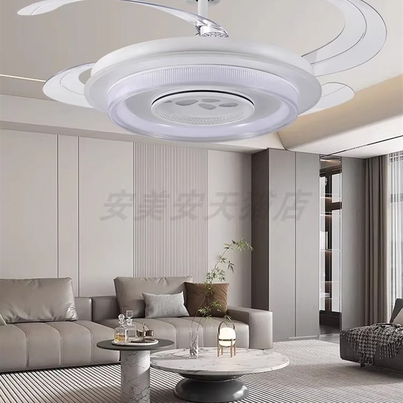 110V新款52英寸n隐形客厅风扇灯欧式餐厅吊扇灯卧室静音电风扇吊