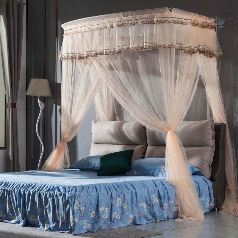 2020新款蚊帐不锈钢压脚伸缩不打孔省空间1.5m1.8米床双人大床