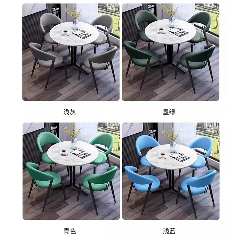 新款轻奢岩板洽谈桌椅组合售楼处休F闲会客接待谈判休息区小圆桌