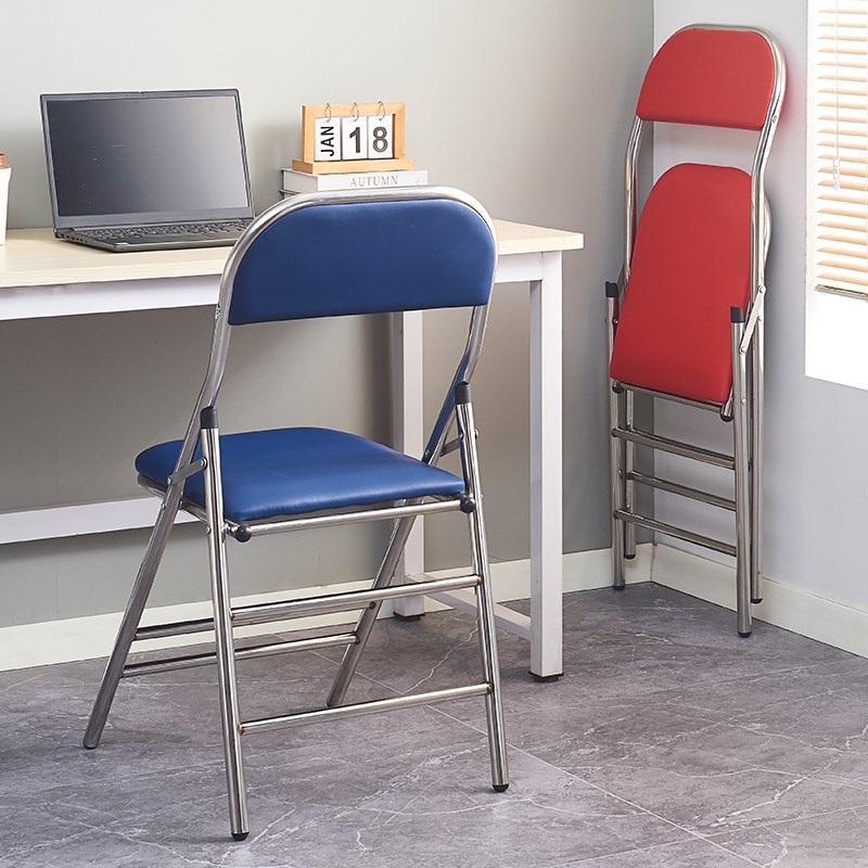 折叠椅不锈钢简约家o用办公商务会议饭厅椅久坐舒适靠背椅麻将椅