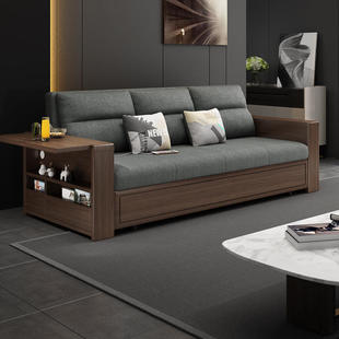 实木沙发床两用多功能小户型懒人榻榻米单双人客厅收纳折叠沙发床