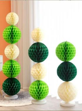 峰窝球蜂窝立柱商场活动店铺橱窗堆头道具幼儿园绿色春天硕联灯笼
