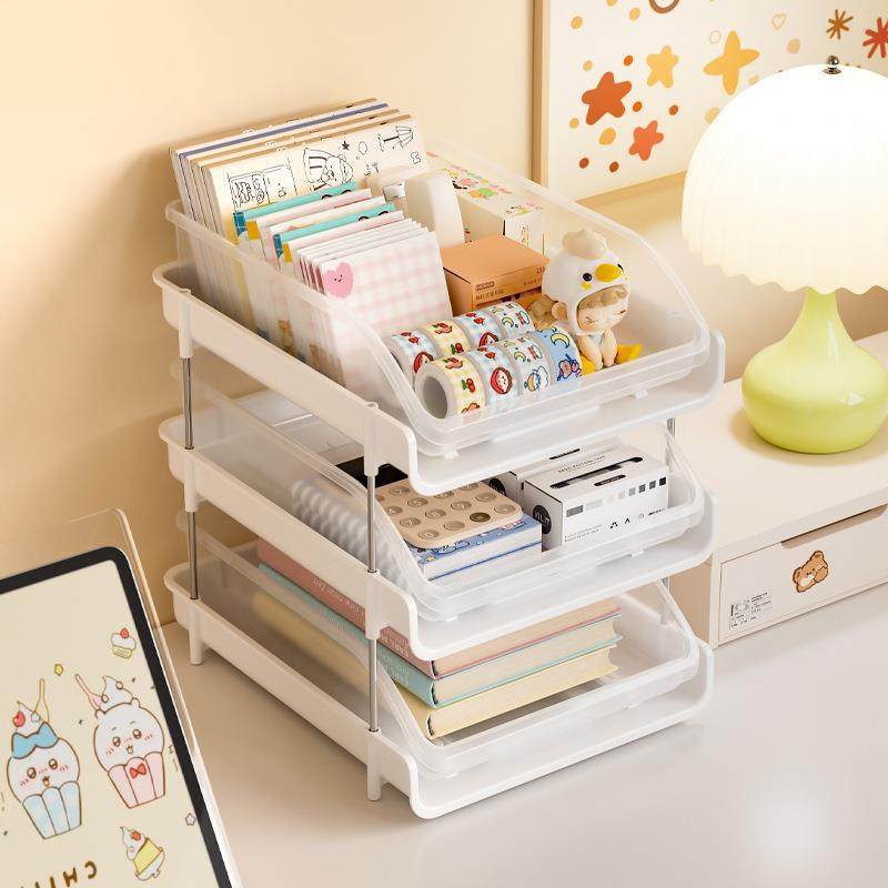 桌面a4纸文件管理架多层办公室学生文具书桌资料抽拉式简约置物架