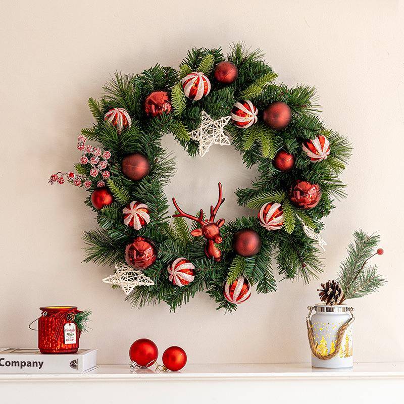 圣诞节装饰品圣诞花环门挂藤条挂件挂饰酒店商场氛围场景布置道具