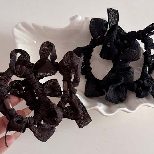 气质绑带蝴蝶结简约发圈女小众设计感高弹力马尾发绳百搭皮筋发饰