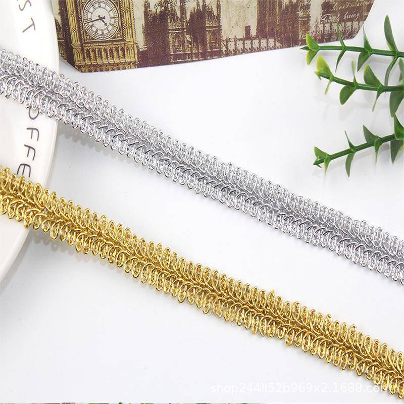 服装辅料窗帘花边配饰金银丝花边民族风八字蜈蚣金色花边