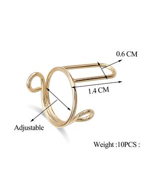 跨境电商时尚穿戴甲美甲甲片可拆卸指甲戒指金属指环10件套