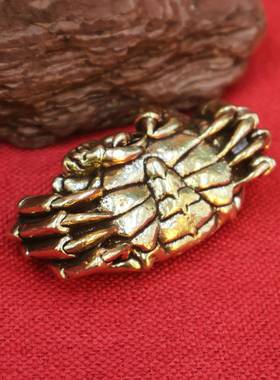 铜实心横财螃蟹玩具手把件茶宠男女随身纵横天下偏财八方来财挂饰