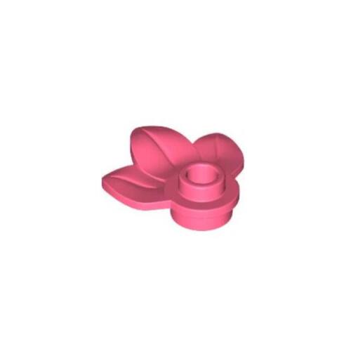 乐高/LEGO积木零件 32607 6375789 珊瑚红色 1x1 带三叶片花 植物